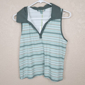 Good Luck Gem Green Striped Collared Crop Top Size XL NWT (4272)